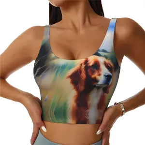 Lucky Dog Tail Grass Women's Sexy Sports Vest Sleeveless Athletic Gym T-Shirts Vest U-Shaped Back Quick Dry Top