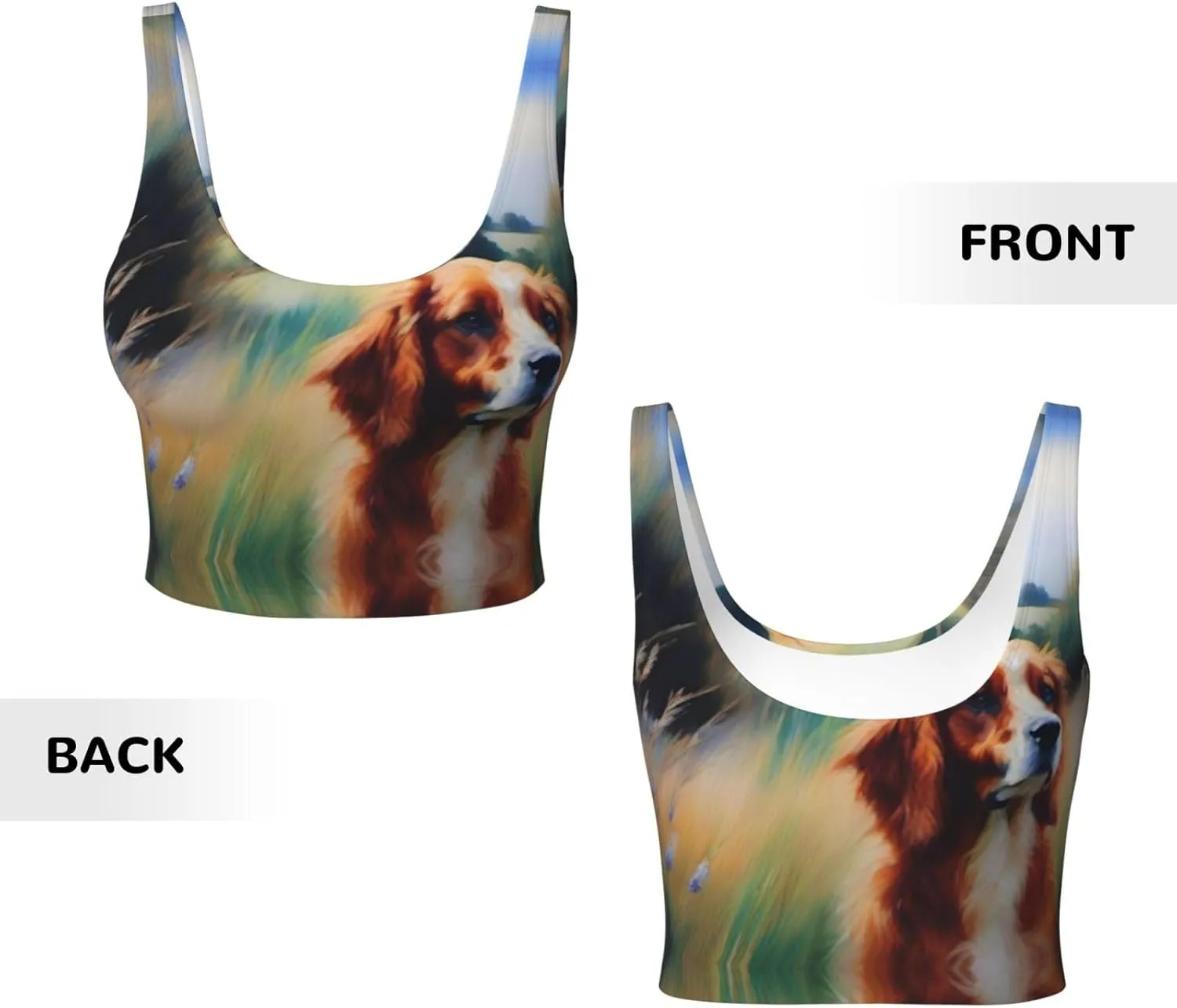 Lucky Dog Tail Grass Women's Sexy Sports Vest Sleeveless Athletic Gym T-Shirts Vest U-Shaped Back Quick Dry Top