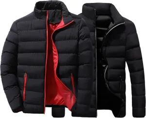 Maiyifu-GJ 2 Pack Men's Winter Puffer Jacket Lightweight Warm Windproof Down Coats Quilted Thicken Padded Coat Outerwear