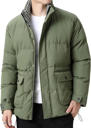 Maiyifu-GJ Men's Lightweight Puffer Jacket Warm Winter Quilted Jackets for Men Thicken Windproof Down Coat Outerwear