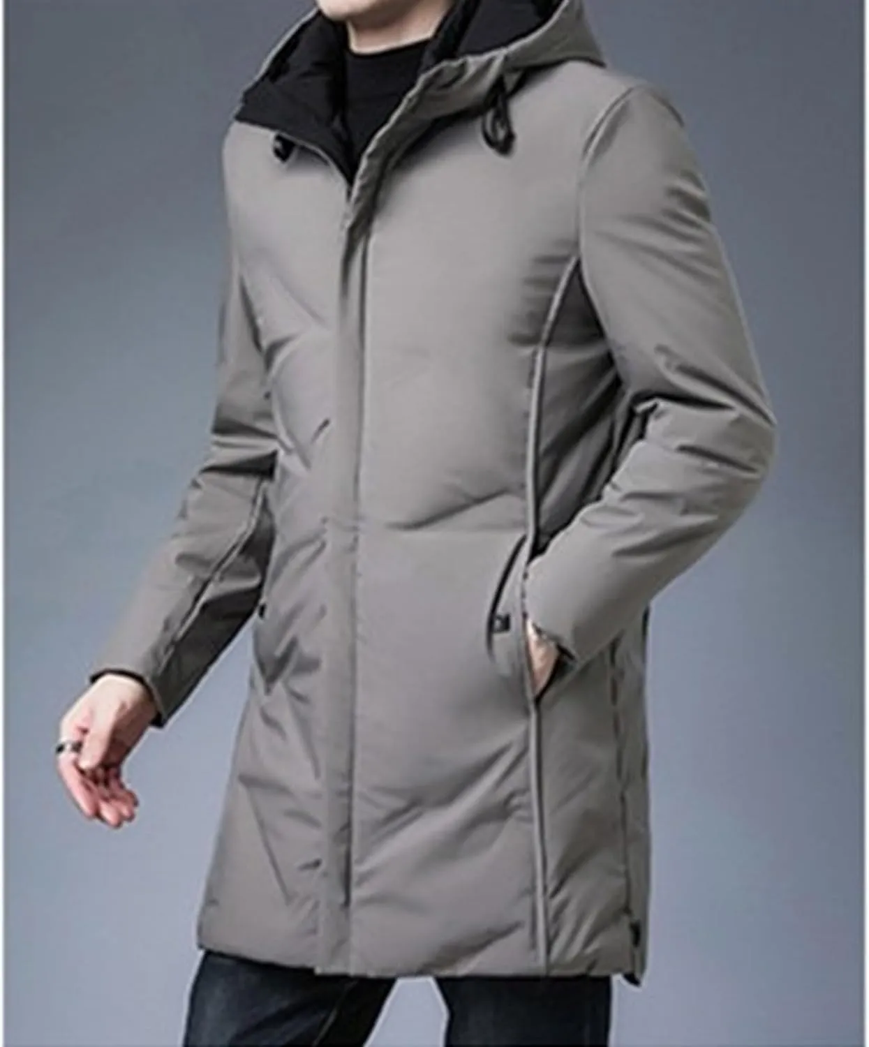 Maiyifu-GJ Mens Winter Coats Hooded Quilted Down Coat Windproof Thicken Long Puffer Jacket Padded Warm Parka Jacket Outerwear