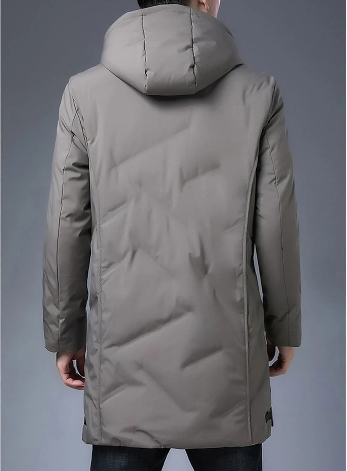 Maiyifu-GJ Mens Winter Coats Hooded Quilted Down Coat Windproof Thicken Long Puffer Jacket Padded Warm Parka Jacket Outerwear