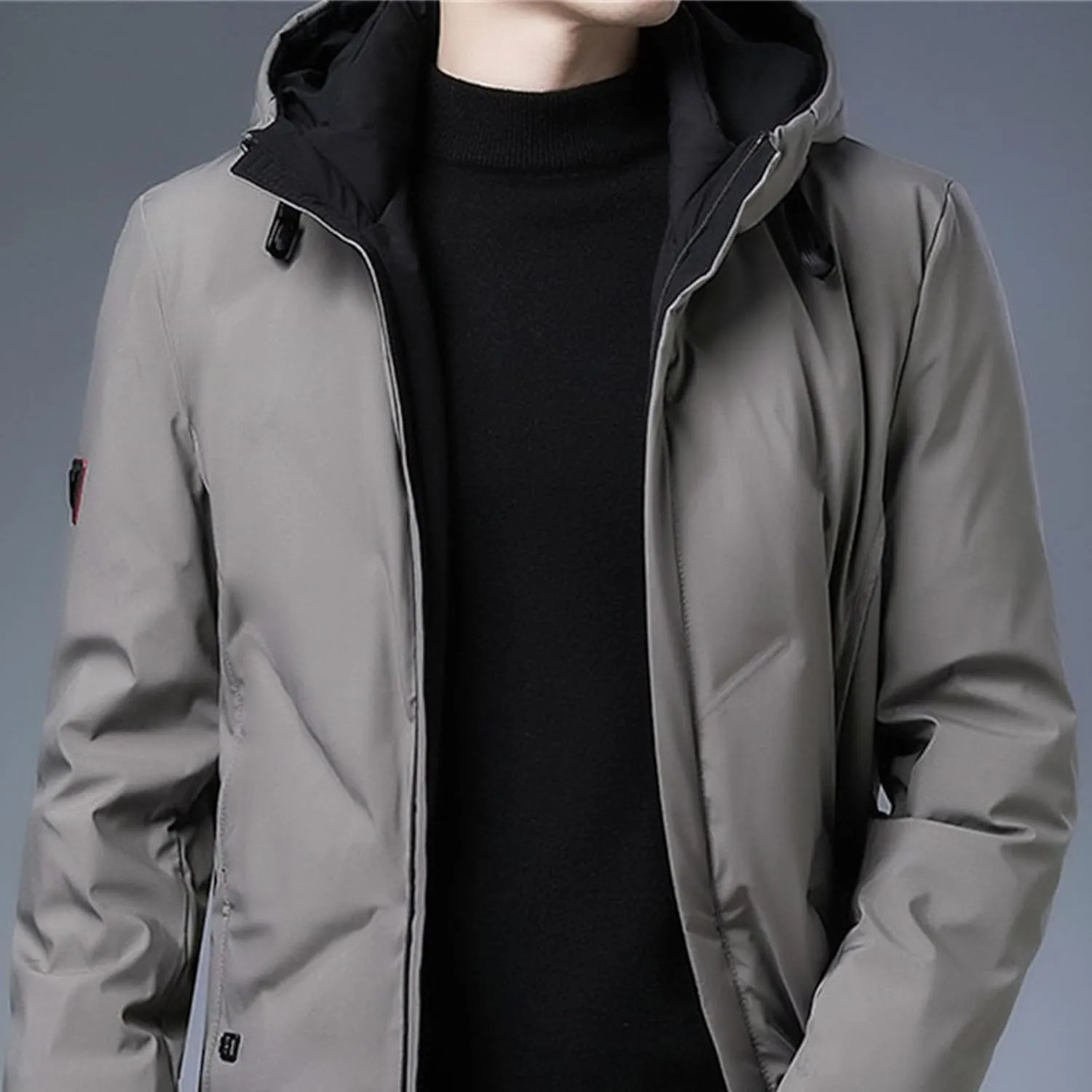 Maiyifu-GJ Mens Winter Coats Hooded Quilted Down Coat Windproof Thicken Long Puffer Jacket Padded Warm Parka Jacket Outerwear