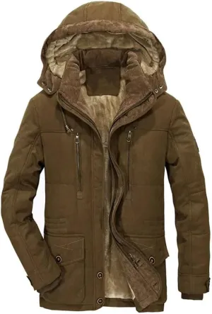 Male Fit Winter Coats Multi-Pocket Cargo Jackets Hooded Warm Parkas Long Down Jackets