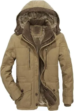 Male Fit Winter Coats Multi-Pocket Cargo Jackets Hooded Warm Parkas Long Down Jackets