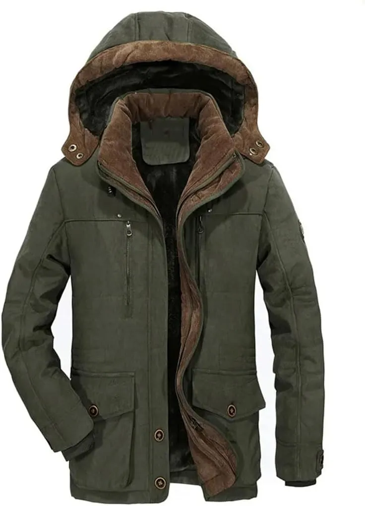 Male Fit Winter Coats Multi-Pocket Cargo Jackets Hooded Warm Parkas Long Down Jackets