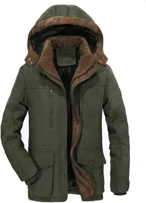 Male Fit Winter Coats Multi-Pocket Cargo Jackets Hooded Warm Parkas Long Down Jackets