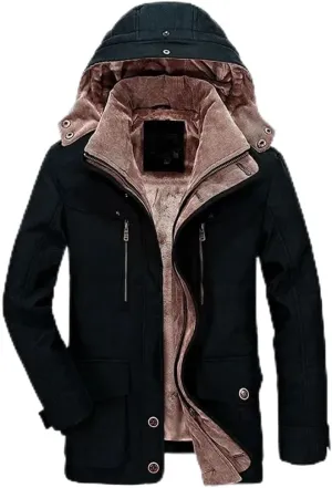 Male Fit Winter Coats Multi-Pocket Cargo Jackets Hooded Warm Parkas Long Down Jackets