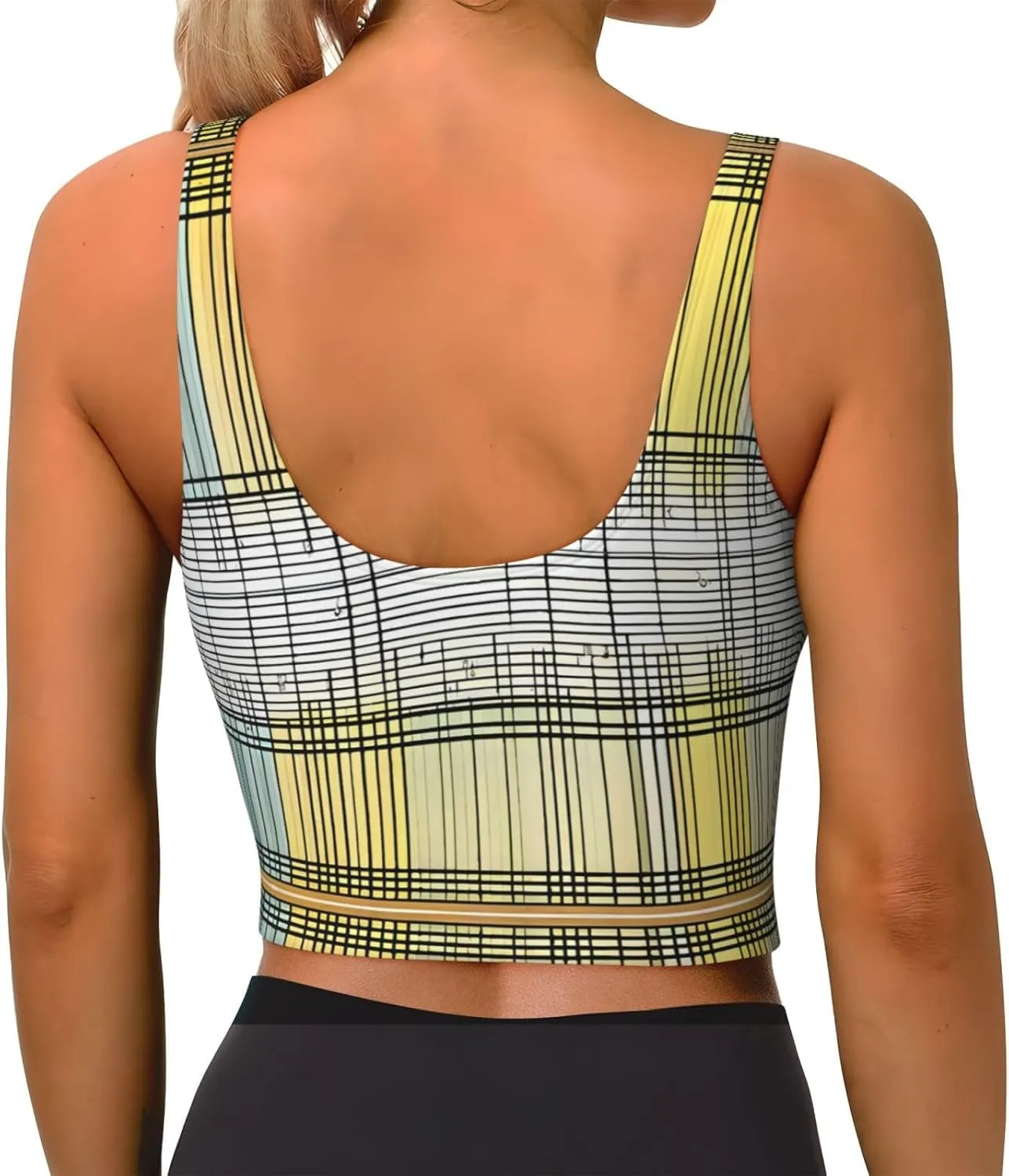Math Abstract Patterns Women's Sexy Sports Vest Sleeveless Athletic Gym T-Shirts Vest U-Shaped Back Quick Dry Top