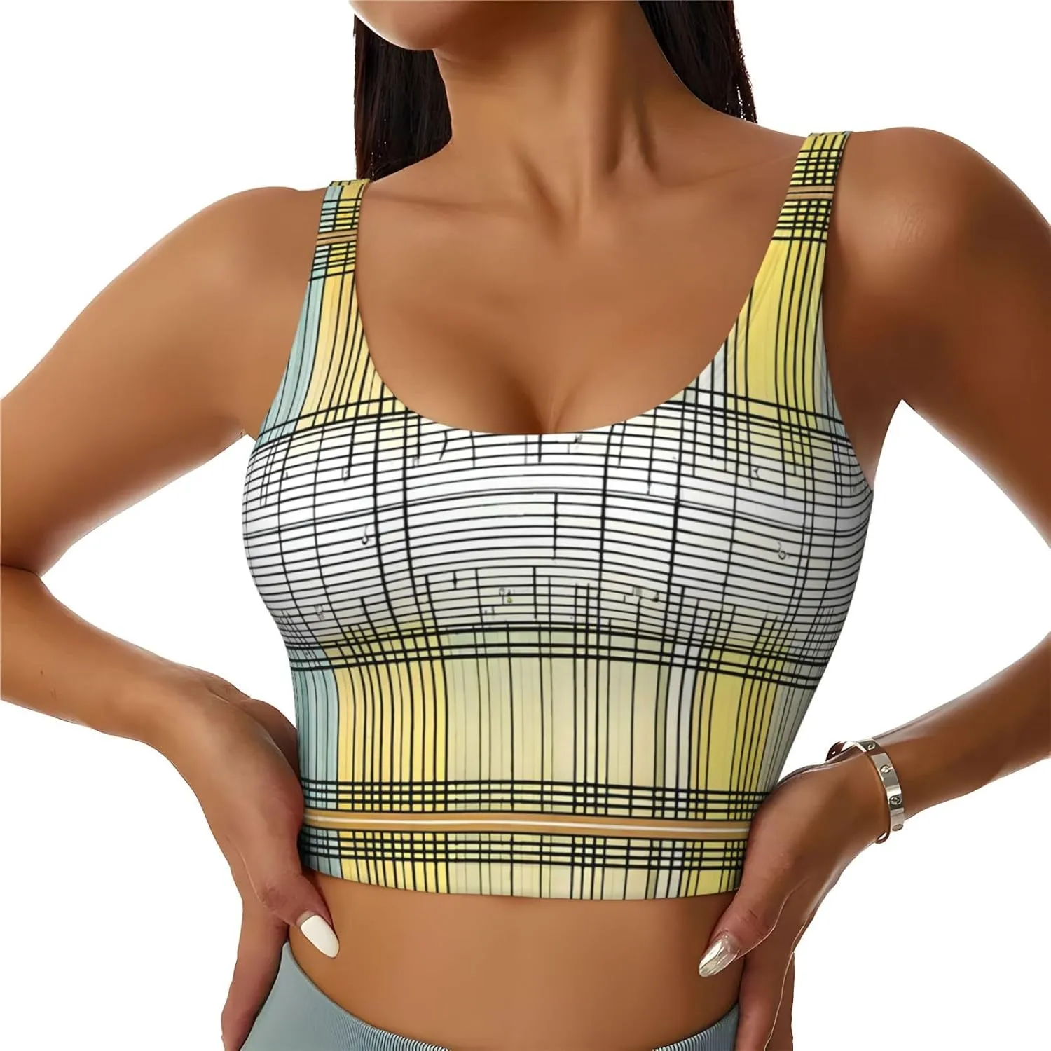 Math Abstract Patterns Women's Sexy Sports Vest Sleeveless Athletic Gym T-Shirts Vest U-Shaped Back Quick Dry Top