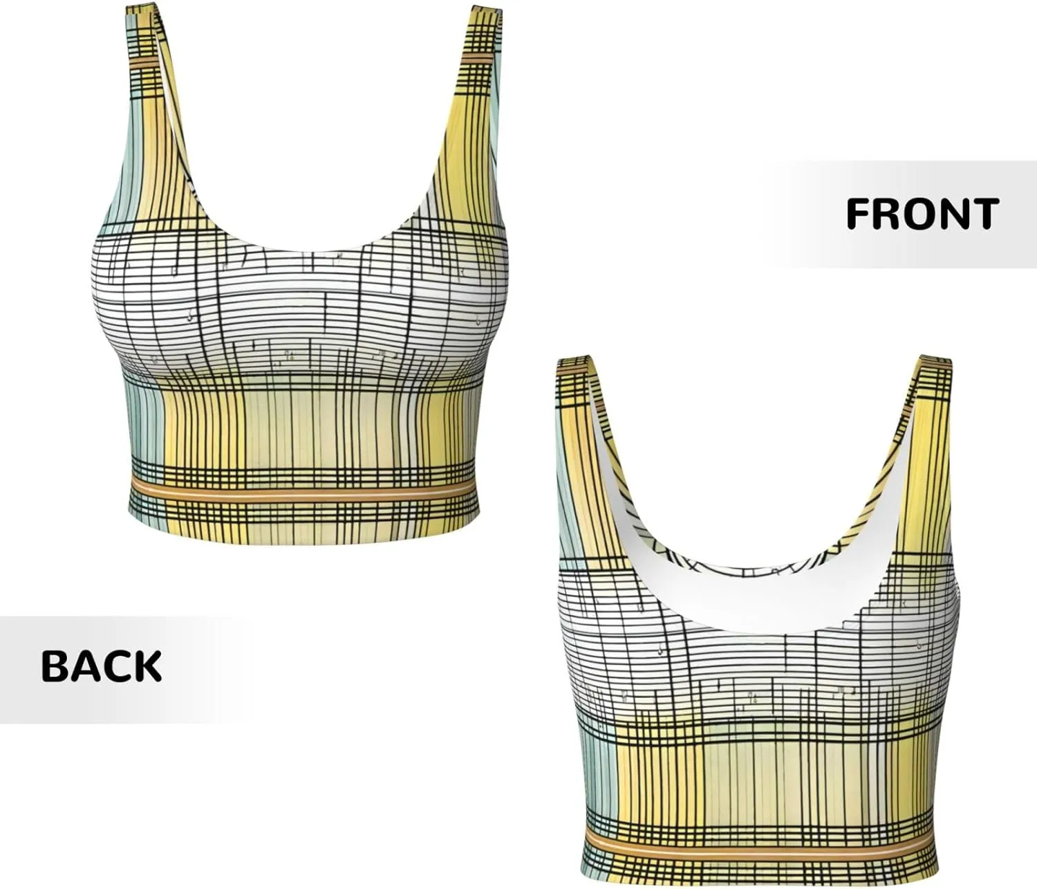 Math Abstract Patterns Women's Sexy Sports Vest Sleeveless Athletic Gym T-Shirts Vest U-Shaped Back Quick Dry Top