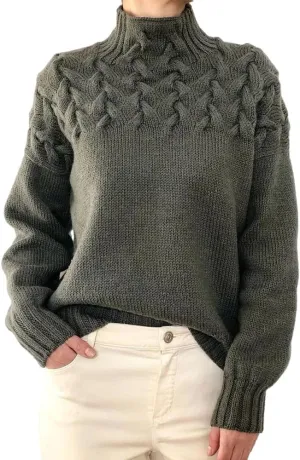 Melliflo Womens Sweater Casual Long Sleeve Turtleneck Cable Knit Sweater Warm Tops Loose Jumper Tops