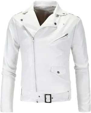 Men Leather Jackets Oblique Zipper Motorcycle Jackets Men's Outwear Moto Biker PU Leather Coat