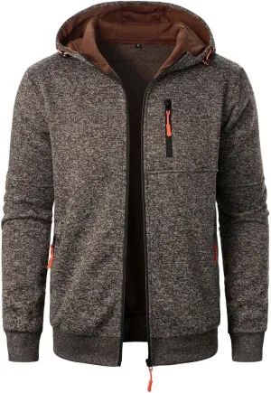Men Sweatshirt Jacket, Casual Zipper Up Hoodies Jacket 2025 Fall Winter Novelty Outdoor Sport Outwear with Pokets