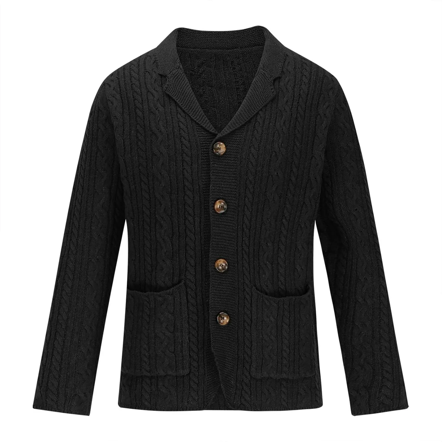 Men's Cable Knit Cardigan Sweaters Casual Button Down Sweaters Winter Knit Sweater Big and Tall Cardigan Sweaters