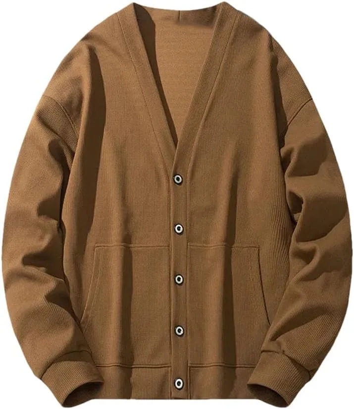 Mens Cardigan Sweaters Long Sleeve V Neck Cardigans Men Knitted Button Down Sweaters