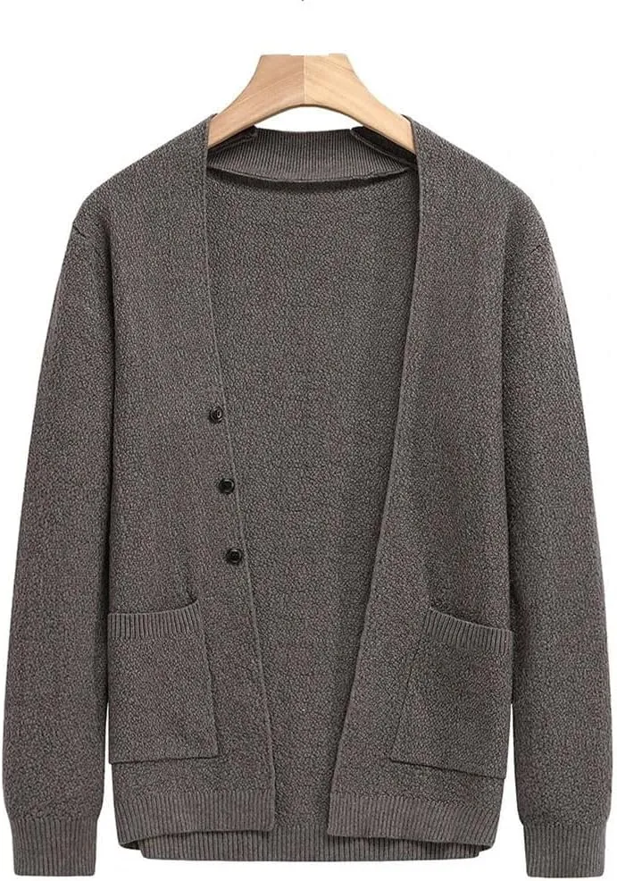 Men's Cardigan Sweaters Wool Blend V Neck Cardigan Long Sleeve Button Down Sweaters