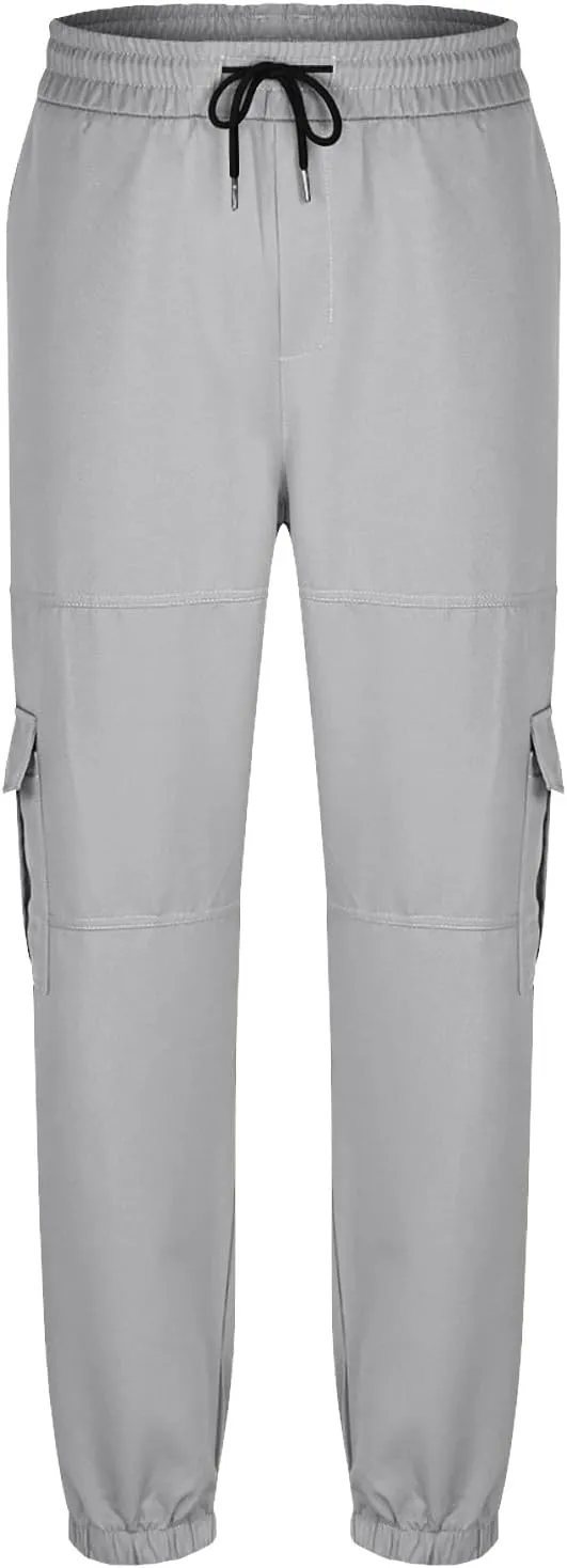 Men's Cargo Pants Joggers Drawstring Waist Multi Pocket Bottoms Loose Fit for Streetwear Gym or Travel