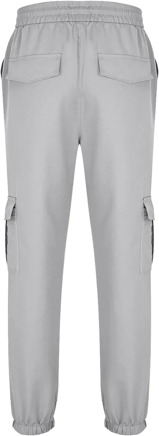 Men's Cargo Pants Joggers Drawstring Waist Multi Pocket Bottoms Loose Fit for Streetwear Gym or Travel