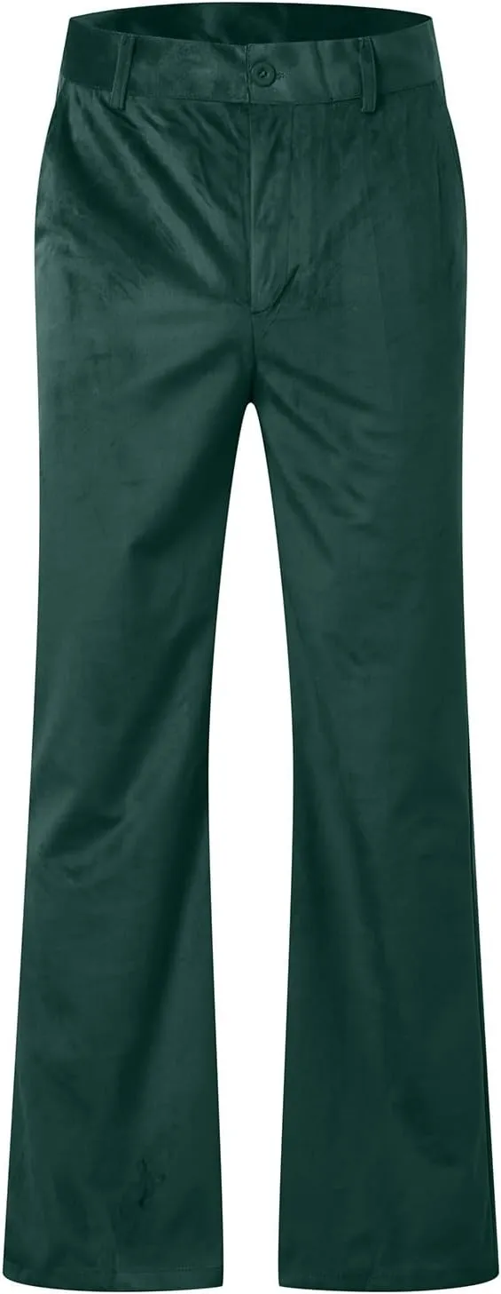 Mens Casual Bell - Bottoms Pants Smoothing Vintage Classic Straight Leg Loose Fit Trousers Dance Party Trousers
