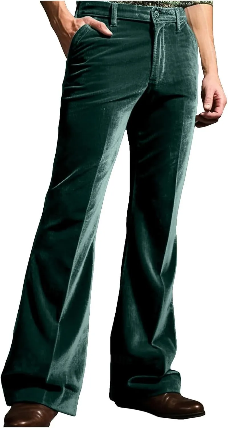 Mens Casual Bell - Bottoms Pants Smoothing Vintage Classic Straight Leg Loose Fit Trousers Dance Party Trousers