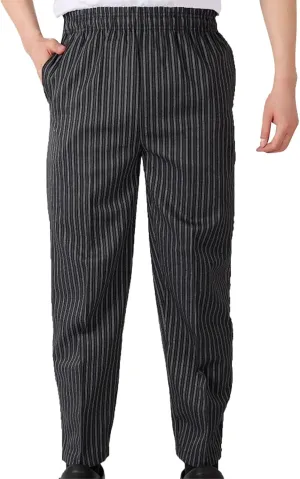 Men's Chef Pants Baggy Cargo Stripe Cook Bottoms Restaurant Kitchen Service Uniform Chef Pants