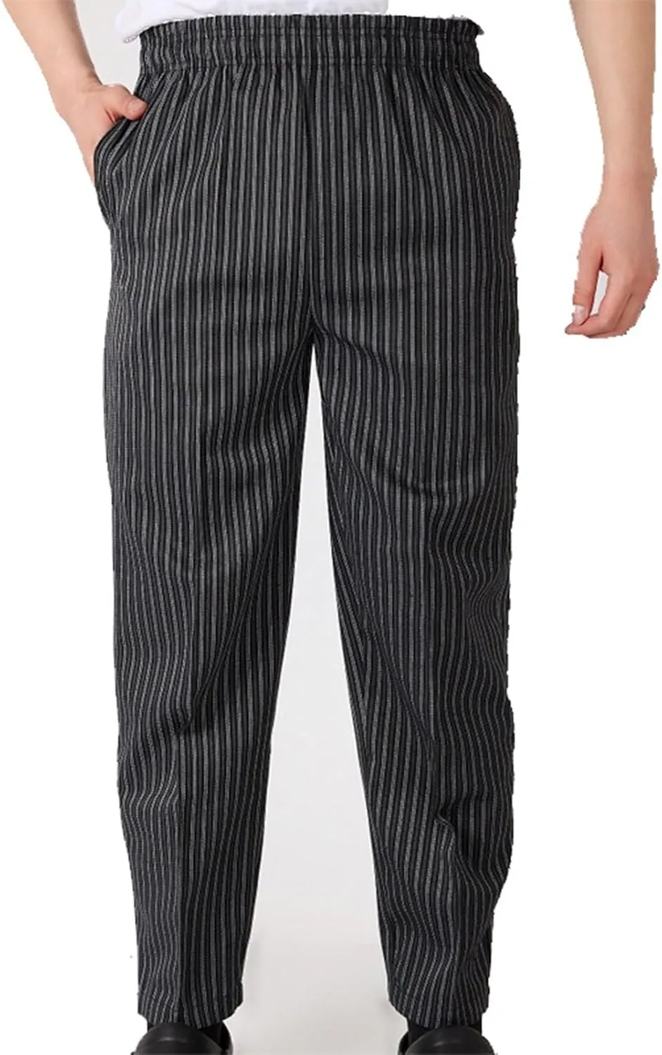 Men's Chef Pants Baggy Cargo Stripe Cook Bottoms Restaurant Kitchen Service Uniform Chef Pants