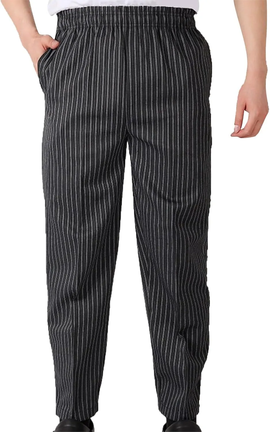 Men's Chef Pants Baggy Cargo Stripe Cook Bottoms Restaurant Kitchen Service Uniform Chef Pants