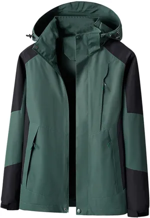 Mens Colorblock Hoodie Rain Jackets Water Resistant Softshell Windproof Windbreaker Outdoor Cycling Jackets Coats