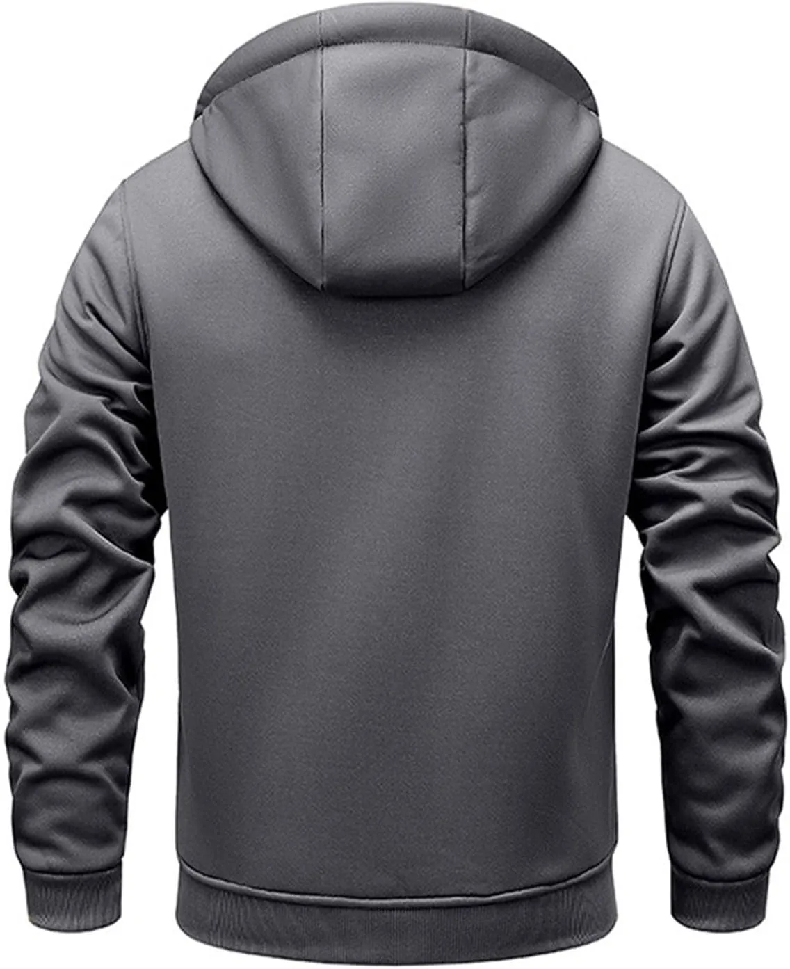 Men's Fall Winter Sherpa Coat Fleece Lined Long Sleeve Zip Up Outerwear Casual Warm Solid Drawstring Hooded Jacket