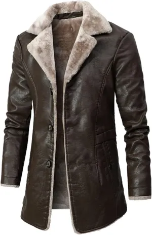 Mens Jackets New Winter Plush Thick Windbreaker Leather Men's Suit Collar Jackets Casual Stylish