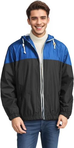 Mens Jackets,Lightweight Waterproof Jacket,Windbreaker Jackets for Men,Outdoor Hooded Pocket Raincoat Jacket