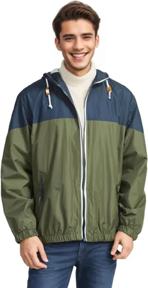 Mens Jackets,Lightweight Waterproof Jacket,Windbreaker Jackets for Men,Outdoor Hooded Pocket Raincoat Jacket