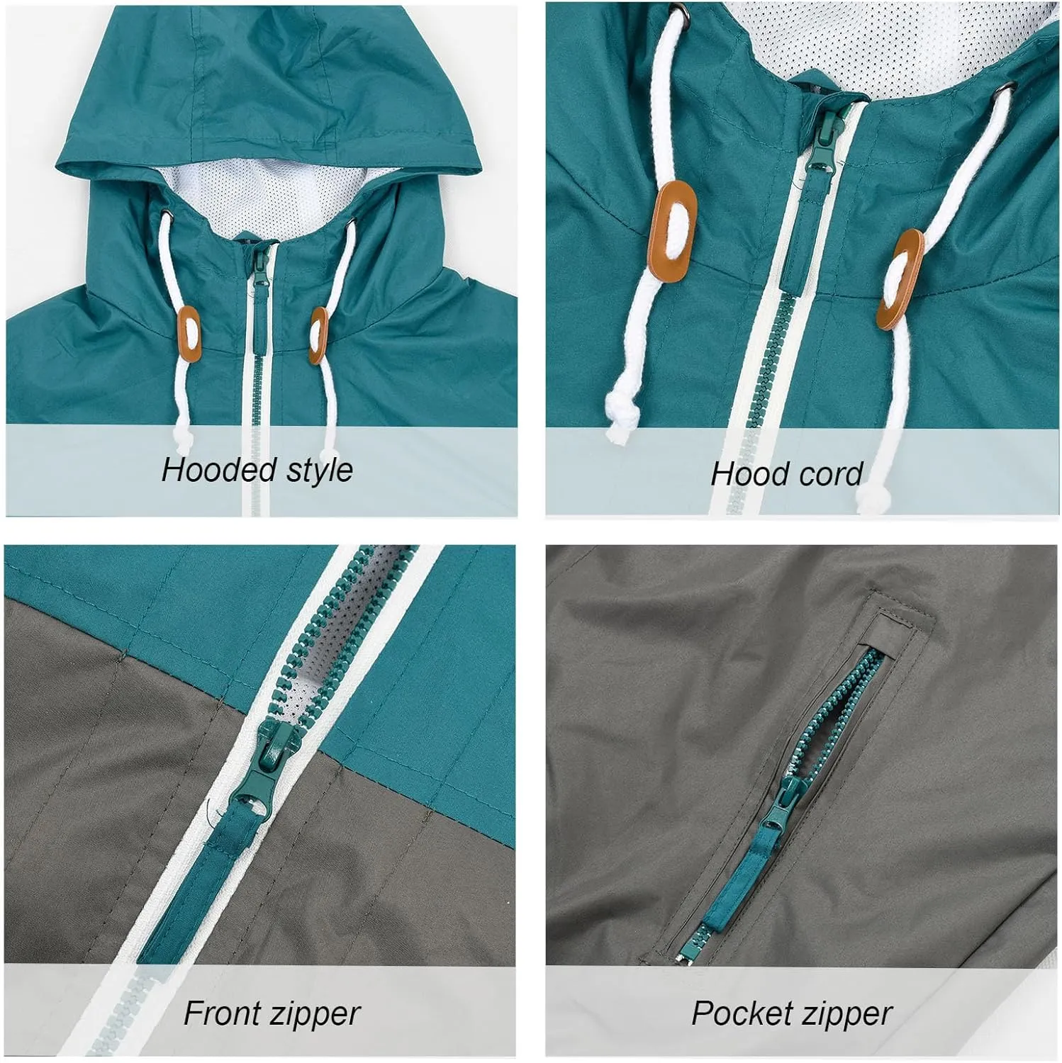 Mens Jackets,Lightweight Waterproof Jacket,Windbreaker Jackets for Men,Outdoor Hooded Pocket Raincoat Jacket