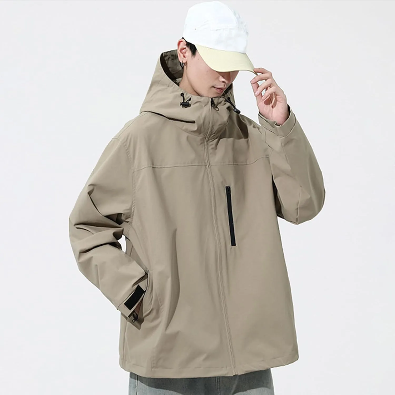 Men's Lightweight Waterproof Rain Jackets Hooded Raincoat Windbreaker Jackets Raincoat for Outdoor Hiking Traveling