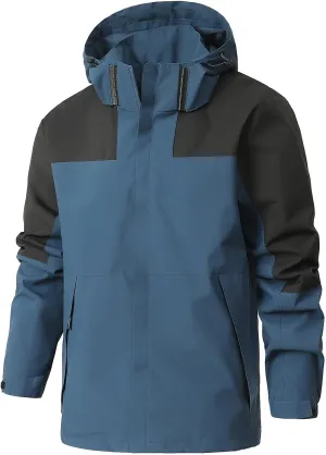 Men's Lightweight Waterproof Rain Jacket,Shell Hooded Raincoat Outdoor Hiking Windbreaker Jackets Casual Coats