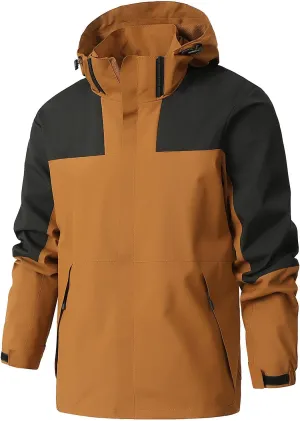 Men's Lightweight Waterproof Rain Jacket,Shell Hooded Raincoat Outdoor Hiking Windbreaker Jackets Casual Coats