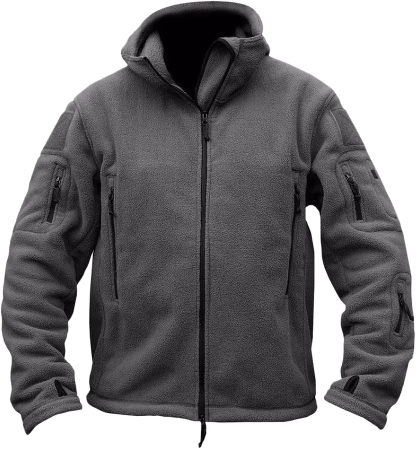 Men's Military Army Jacket Tactical Full Zip Fleece Hoodie Outdoor Hiking Sport Warm Coat Pocket with Zipper Fall Winter