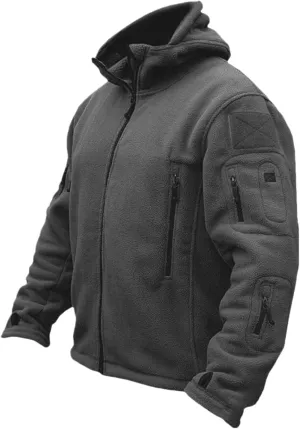 Men's Military Army Jacket Tactical Full Zip Fleece Hoodie Outdoor Hiking Sport Warm Coat Pocket with Zipper Fall Winter