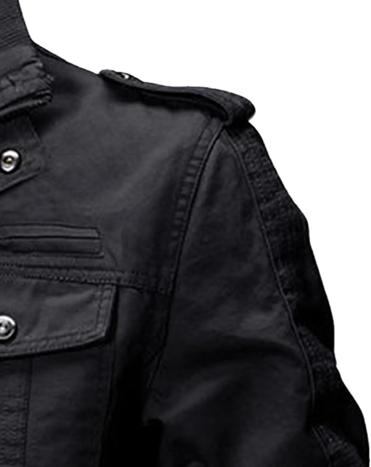 Men's Multi Pockets Cotton Cargo Jackets Zip Front Stand Collar Military Jackets Casual Loose Bomber Jacket