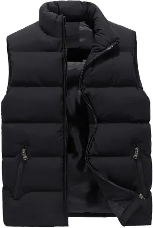 Men's Padded Cotton Puffer Vest Winter Sleeveless Jacket Coat Thick Warm Quilted Outerwear Oversized Vest Puffer