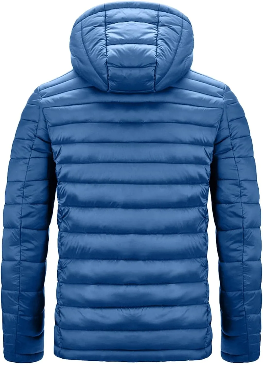 Mens Puffer Jacket with Hood Lightweight Slim Fit Jacket Long Sleeve Zip Up Hoodie Quilted Down Coat Winter Outwear