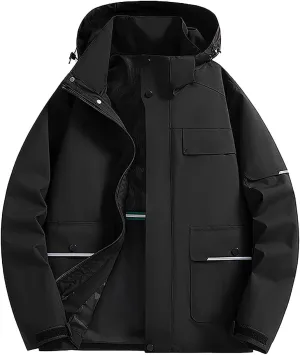 Mens Rain Jackets Waterproof with Hood Softshell Lightweight Mens Windbreaker Jackets for Hiking Fishing