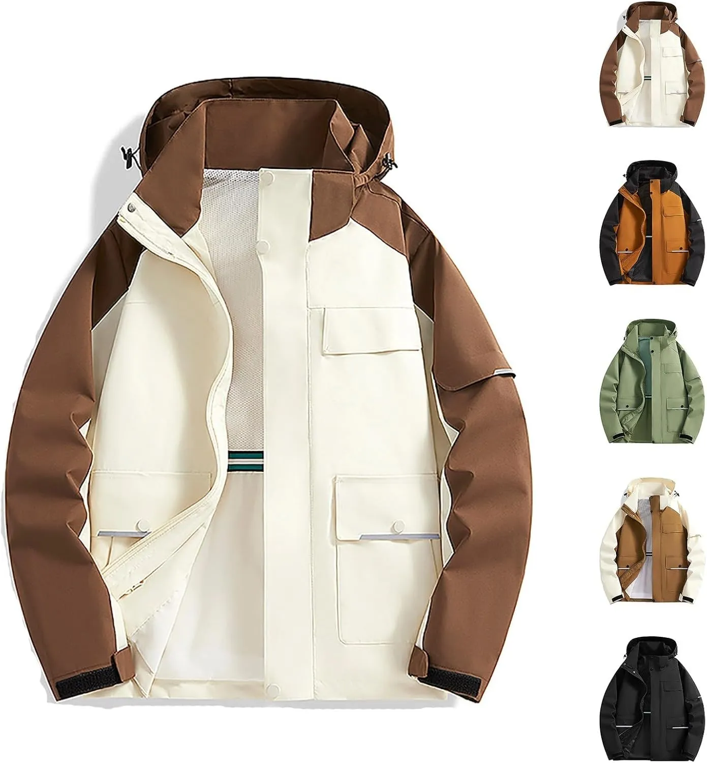 Mens Rain Jackets Waterproof with Hood Softshell Lightweight Mens Windbreaker Jackets for Hiking Fishing
