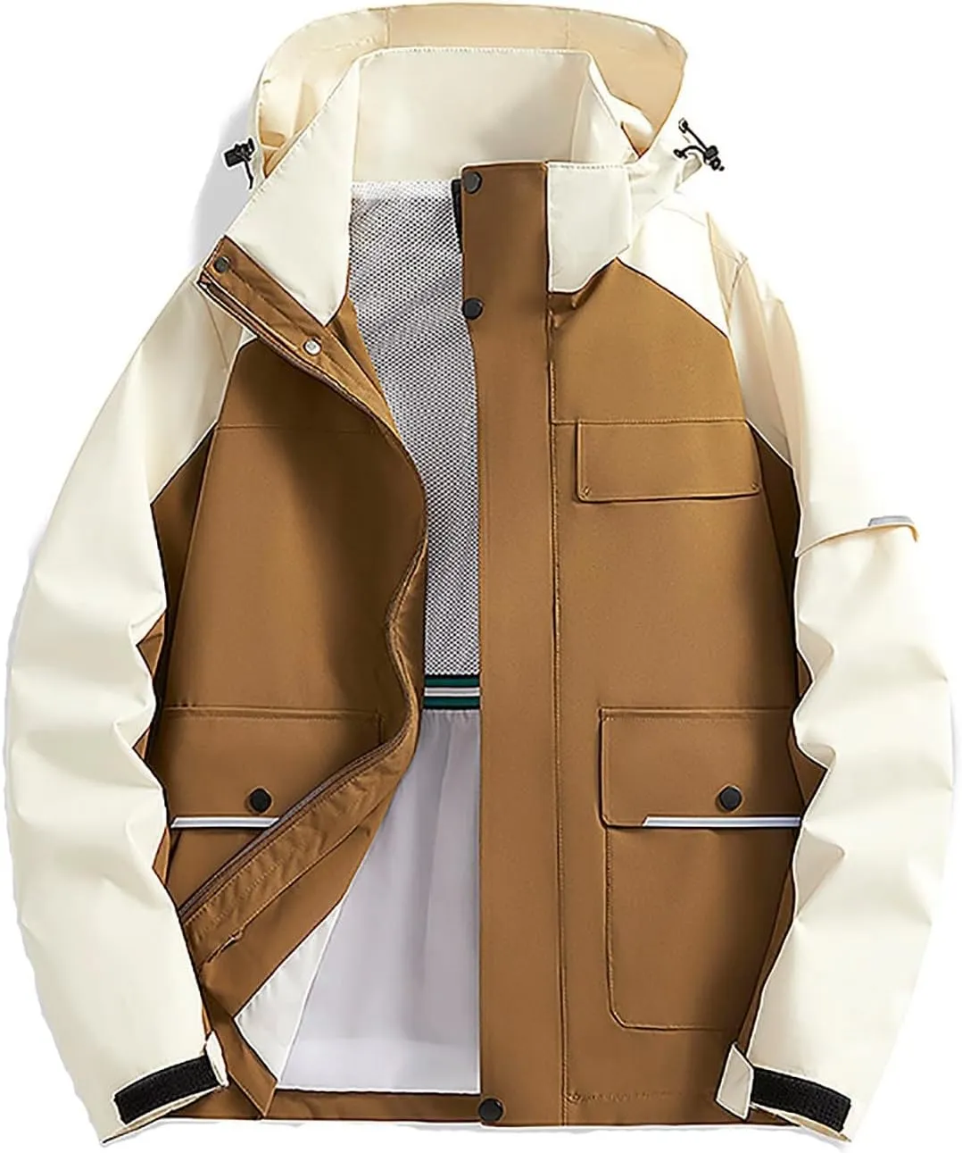 Mens Rain Jackets Waterproof with Hood Softshell Lightweight Mens Windbreaker Jackets for Hiking Fishing