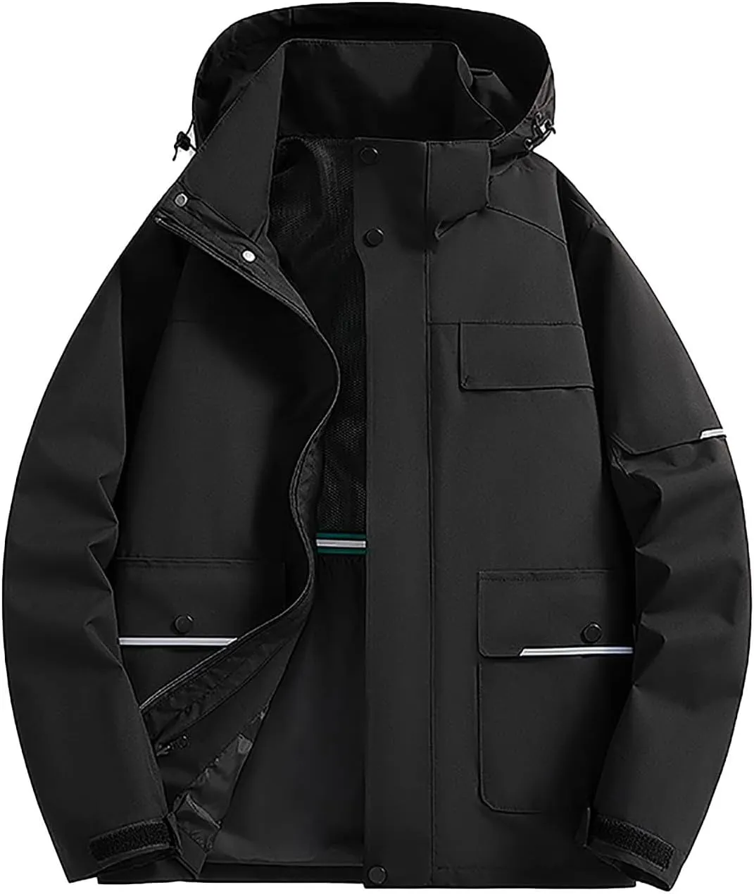 Mens Rain Jackets Waterproof with Hood Softshell Lightweight Mens Windbreaker Jackets for Hiking Fishing