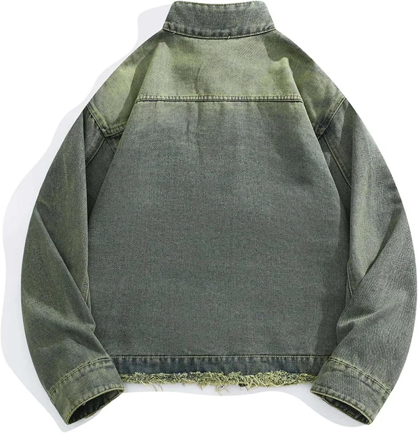 Men's Stand Collar Denim Jackets Casual Versatile Distressed Flex Stretch Workwear Trucker Jean Jackets