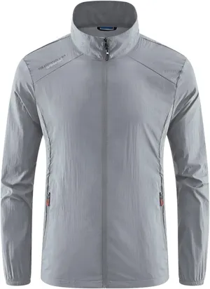 Men's Sun Protection Jackets Casual Lightweight Shell Raincoat Windbreaker for Outdoor Sports Cycling Golf Travel