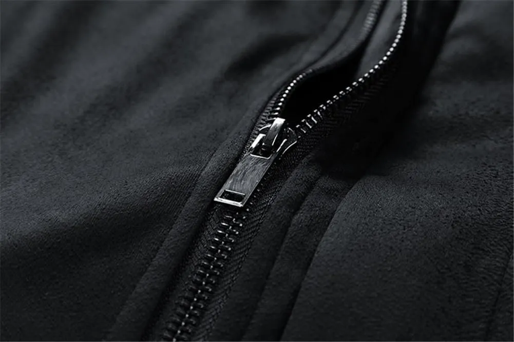 Men's Vintage Fleece Jackets Stand Collar Sherpa Lined Winter Coats Windproof Bomber Casual Jackets with Pocket