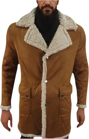 Men's Winter Jacket Fleece Lined Sherpa Jacket Warm Trucker Coat Thicken Overcoat Fashion Bomber Jacket Pea Coat